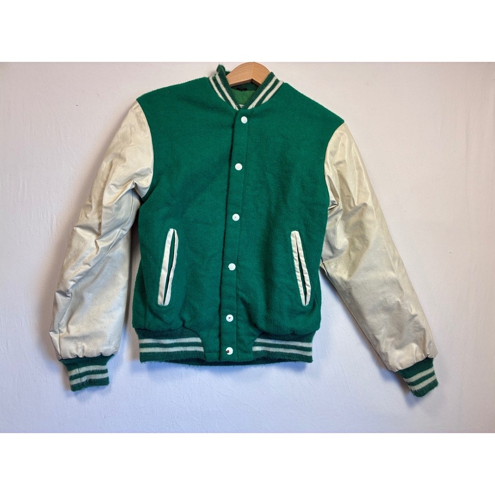 Vintage Put-On Shop Sears Men's Green Varsity Jacket Letterman Size 18